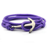 Bracelet Ancre Marine Violet en Corde