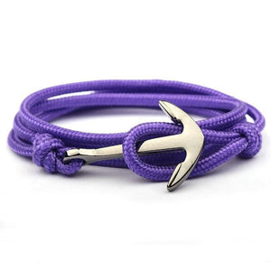 Bracelet Ancre Marine Violet en Corde - Mon Bracelet Homme