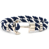 Bracelet Ancre MBH en Nylon Bleu et Blanc pour Homme