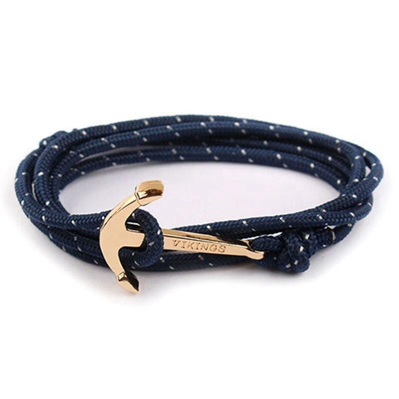 Bracelet Ancre Viking "Blue & Gold" en Corde - Mon Bracelet Homme