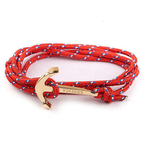 Bracelet Ancre Viking Rouge "Le Nomade" en Corde - Mon Bracelet Homme