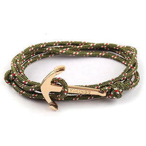 Bracelet Ancre Viking Vert Kaki Nordique en Corde - Mon Bracelet Homme