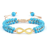 Bracelet Bleu Foncé en Pierres Fines avec Symbole Infini Doré - Mon Bracelet Homme