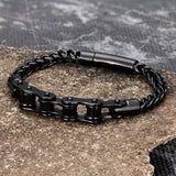 Bracelet Chaîne de Moto à Maillons en Acier Inoxydable Noir Kenji - Mon Bracelet Homme