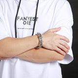 Bracelet Chaîne de Moto Argenté Avec des Têtes de Mort Randy - Mon Bracelet Homme