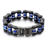 Bracelet Chaîne de Moto Bleu et Noir en Acier - Mon Bracelet Homme