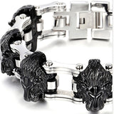 Bracelet Chaîne de Moto Lion Noir en Acier - Mon Bracelet Homme