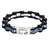 Bracelet Chaîne de Moto Noir Avec Strass Bleu Style Hip Hop Eddie