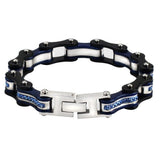 Bracelet Chaîne de Moto Noir Avec Strass Bleu Style Hip Hop Reginald