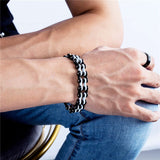 Bracelet Chaîne de Moto Noir et Blanc Avec Fermoir à Bascule Axel - Mon Bracelet Homme