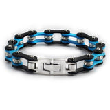Bracelet Chaîne de Moto Noir et Bleu Avec Strass Style Hip Hop Alejandro