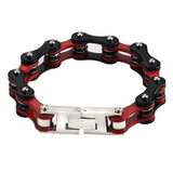 Bracelet Chaîne de Moto Noir et Rouge Avec Strass Style Hip Hop Cristian