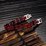 Bracelet Chaîne de Moto Noir et Rouge en Acier Inoxydable Canaan - Mon Bracelet Homme