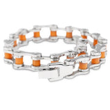 Bracelet Chaîne de Moto Orange en Acier - Mon Bracelet Homme