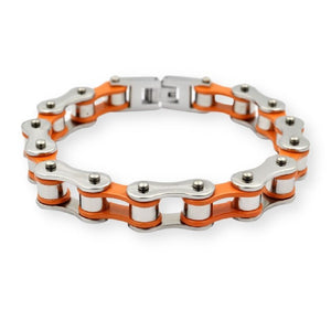 Bracelet Chaîne de Moto Orange en Acier Inoxydable pour Homme Junior - Mon Bracelet Homme