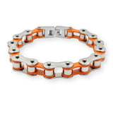 Bracelet Chaîne de Moto Orange en Acier Inoxydable pour Homme Junior