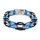 Bracelet Chaîne de Moto Original Bleu en Acier Inoxydable pour Homme Lewis