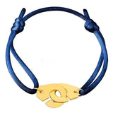 Bracelet Cordon Bleu et Menottes en Argent Doré Homme - Mon Bracelet Homme
