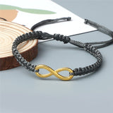Bracelet Cordon Gris Réglable avec Symbole Infini Doré - Mon Bracelet Homme