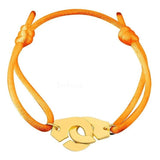 Bracelet Cordon Orange et Menottes en Argent Doré