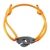 Bracelet Cordon Orange et Menottes en Argent Noire - Mon Bracelet Homme