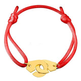 Bracelet Cordon Rouge et Menottes en Argent Doré - Mon Bracelet Homme