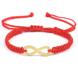 Bracelet Cordon Rouge Réglable avec Symbole Infini Doré - Mon Bracelet Homme