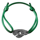 Bracelet Cordon Vert et Menottes en Argent Noire - Mon Bracelet Homme