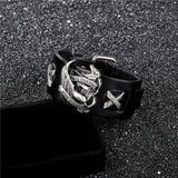 Bracelet de Force Biker Noir en Cuir - Mon Bracelet Homme
