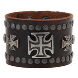 Bracelet de Force Croix Maltaise et Rivets - Mon Bracelet Homme