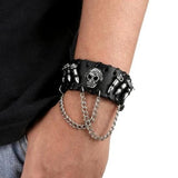 Bracelet de Force Cuir Noir Crâne - Mon Bracelet Homme