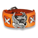 Bracelet de Force Homme Biker Orange en Cuir - Mon Bracelet Homme