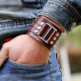 Bracelet de Force Manchette Large en Cuir - Mon Bracelet Homme