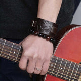 Bracelet de Force symbole "Om" en Cuir - Mon Bracelet Homme