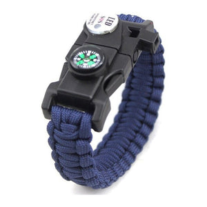 Bracelet de Survie Bleu en Paracorde Tressée Avec Sifflet Boussole et Lumière Davis - Mon Bracelet Homme