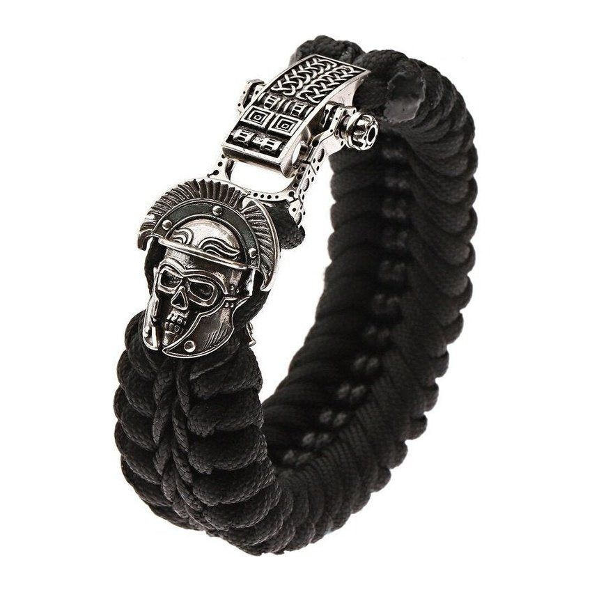 Bracelet de Survie en Paracorde Avec Tête de Mort et Casque de Gladiateur Marley - Mon Bracelet Homme