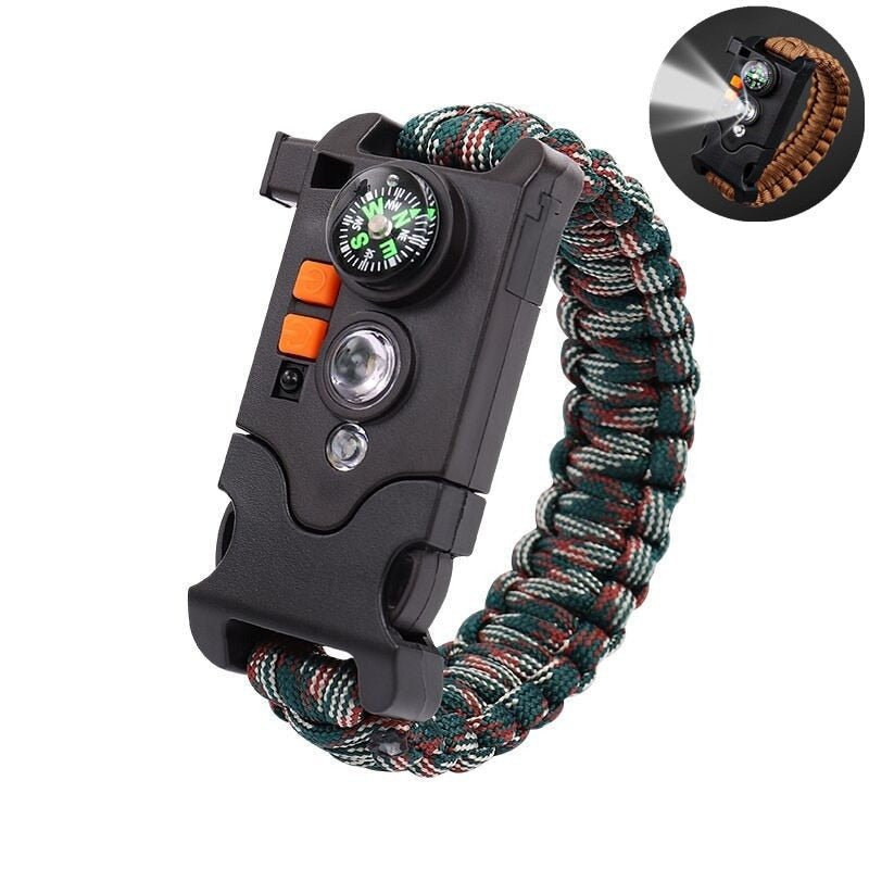 Bracelet de Survie en Paracorde de 7 Brins Avec Boussole Lumière LED Sifflet et Grattoir Kenji - Mon Bracelet Homme