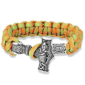 Bracelet de Survie Marteau de Thor Paracorde Orange et Verte - Mon Bracelet Homme