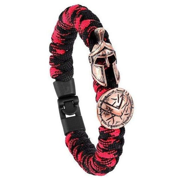 Bracelet de Survie Paracorde Noire et Rouge : Gladiateur Bronze - Mon Bracelet Homme