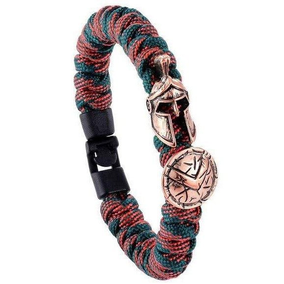 Bracelet de Survie Paracorde Rouge et Verte : Gladiateur Bronze - Mon Bracelet Homme