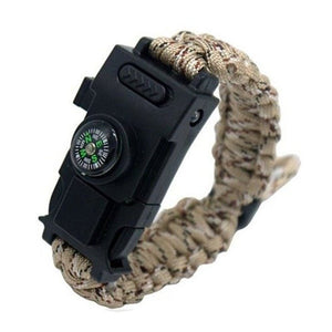 Bracelet de Survie Réglable en Paracorde Avec Lumière LED Sifflet et Boussole Grey - Mon Bracelet Homme