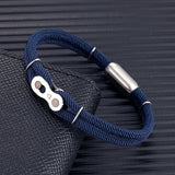 Bracelet en Corde Bleu Avec Maillon Chaîne de Moto Melvin - Mon Bracelet Homme