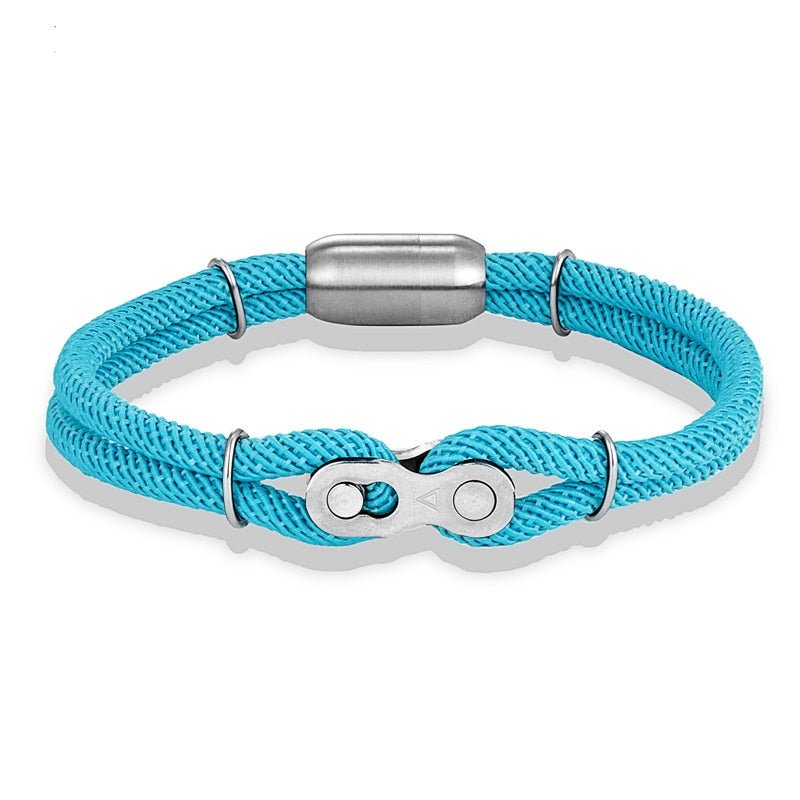 Bracelet en Corde Bleu Avec Maillon Chaîne de Moto Xavier - Mon Bracelet Homme