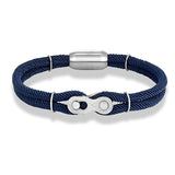 Bracelet en Corde Bleu foncé Avec Maillon Chaîne de Moto Dante