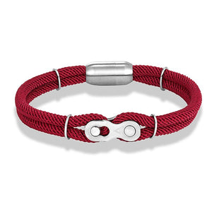 Bracelet en Corde Rouge Avec Maillon Chaîne de Moto Colten - Mon Bracelet Homme