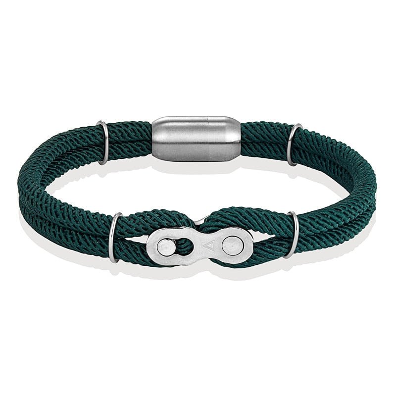 Bracelet en Corde Vert Avec Maillon Chaîne de Moto Judah - Mon Bracelet Homme