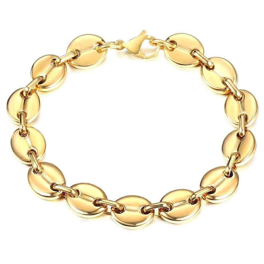 Bracelet Grain de Café Plaqué Or Homme 7mm 18cm - Main Image