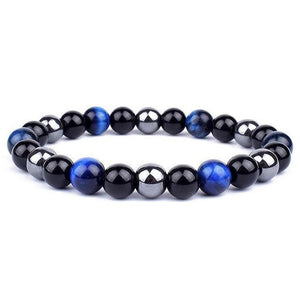 Bracelet Hématite Véritable Noir et Bleu pour Homme en Perles - Mon Bracelet Homme