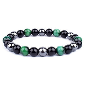 Bracelet Hématite Véritable Noir et Vert pour Homme en Perles - Mon Bracelet Homme