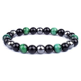 Bracelet Hématite Véritable Noir et Vert pour Homme en Perles